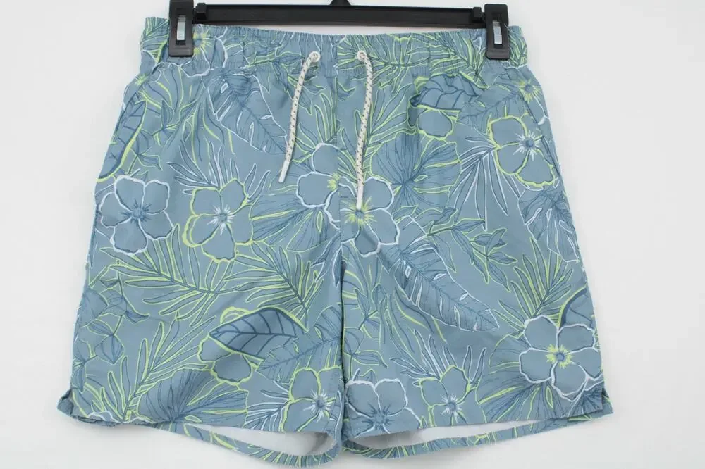 Laguna Originals Swim Trunks Shorts Mens Medium Blue Floral Mesh Lined Hawaiian